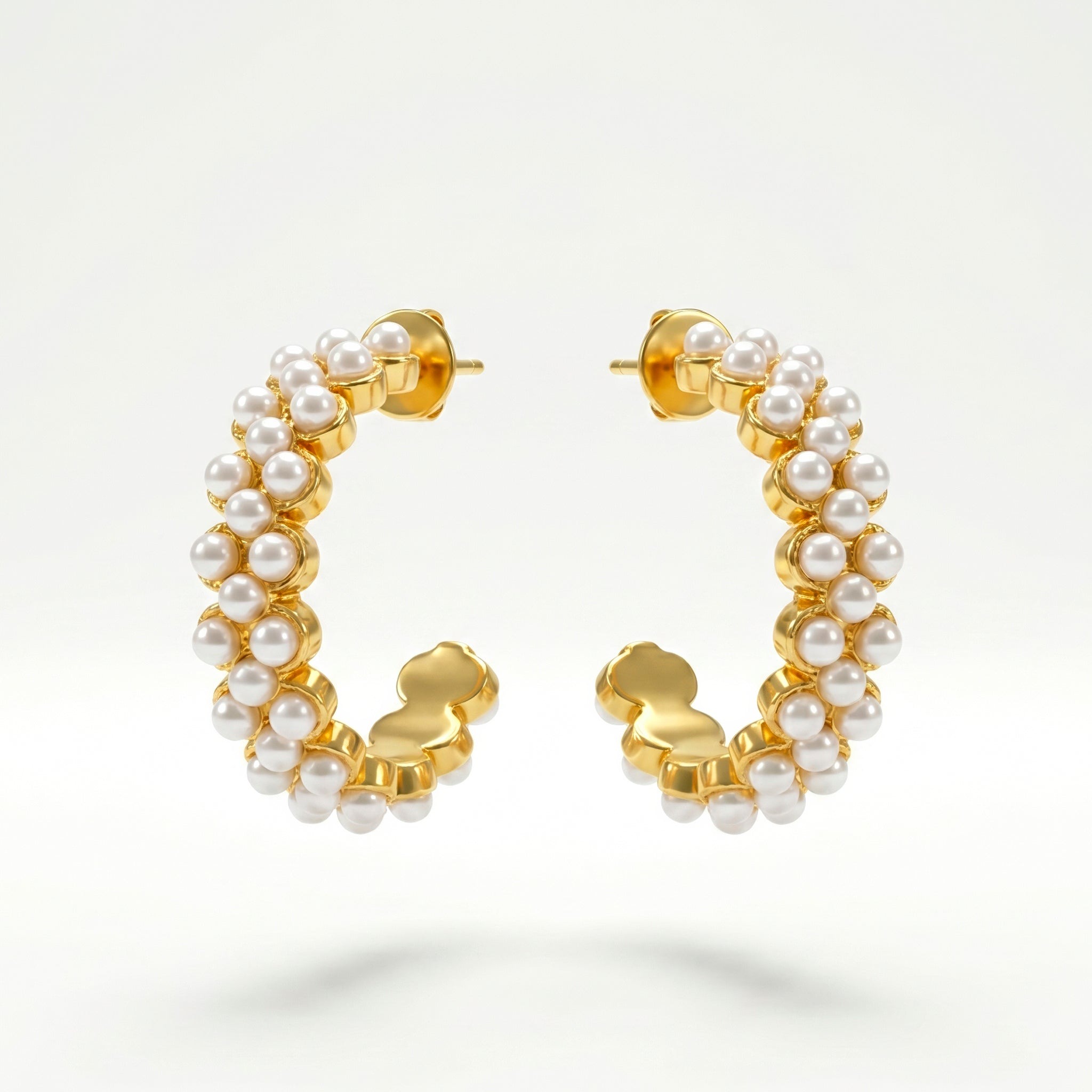 Anti-Tarnish Faux Pearl Studded Mini Hoop Earrings