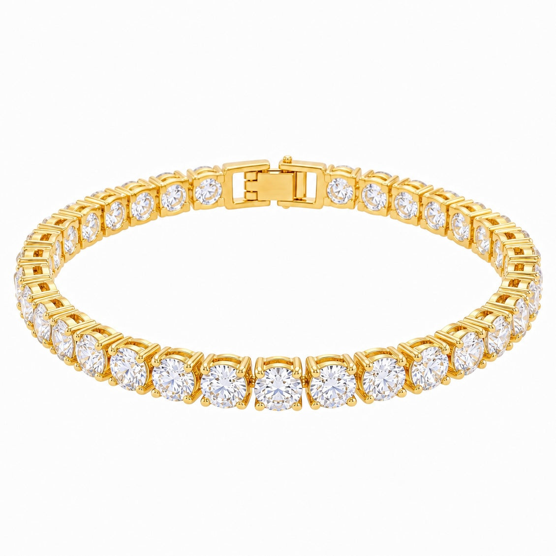 Anti-Tarnish Bracelet Gold Plated American Diamonds Bangle (Adjustable Size) - View 1
