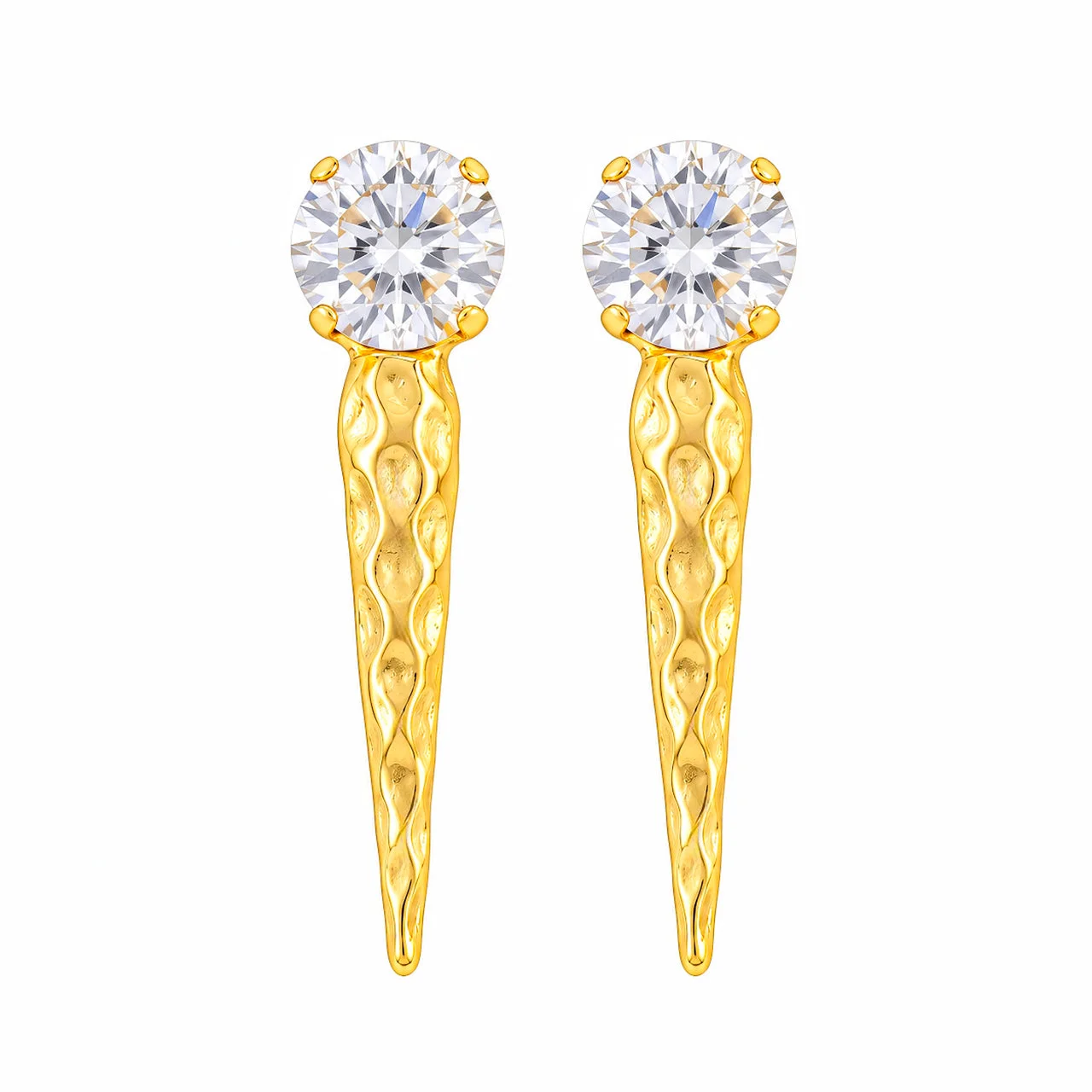 Anti-Tarnish Clear Crystal Spike Dangle Earrings