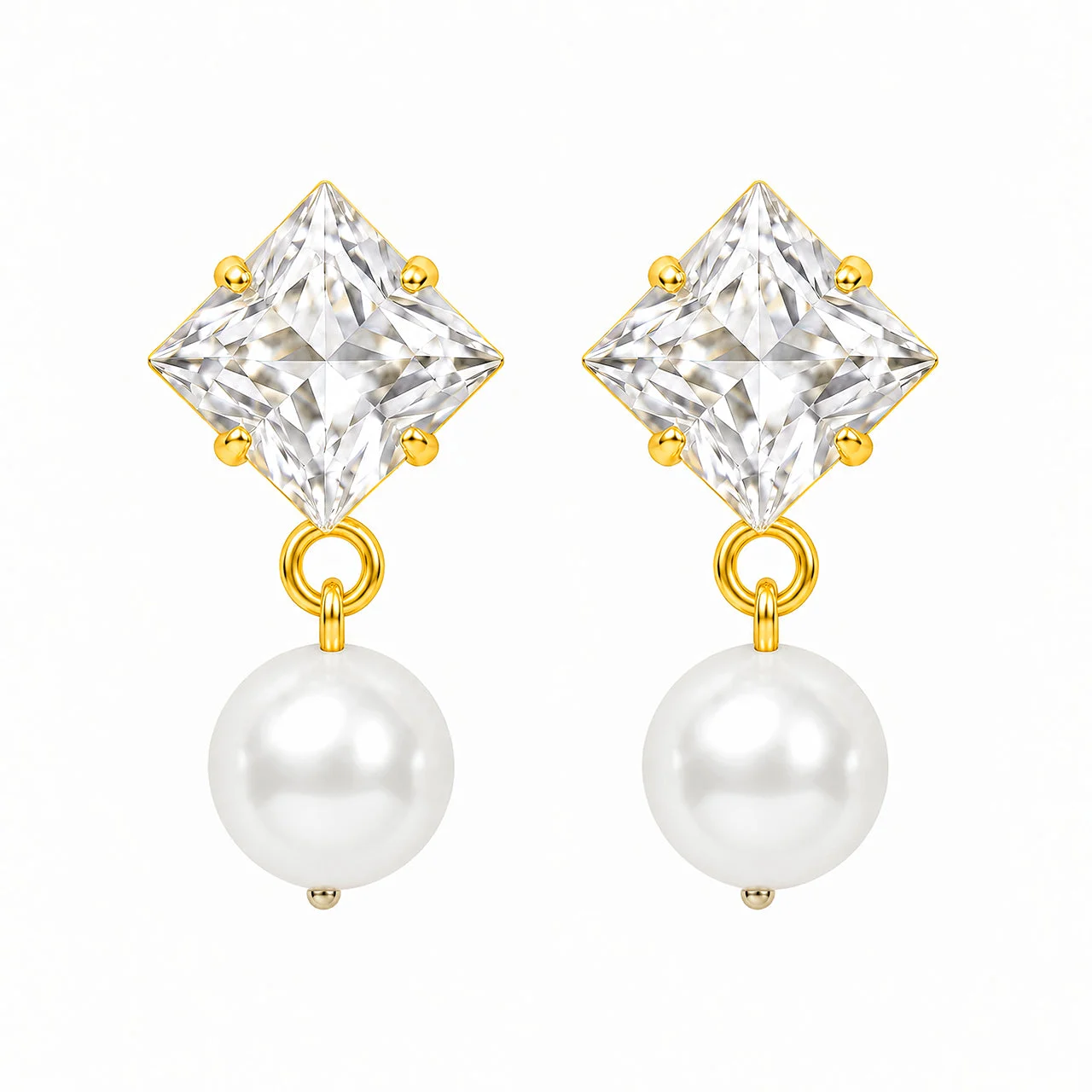 Anti-Tarnish Crystal Pearl Drop Earrings