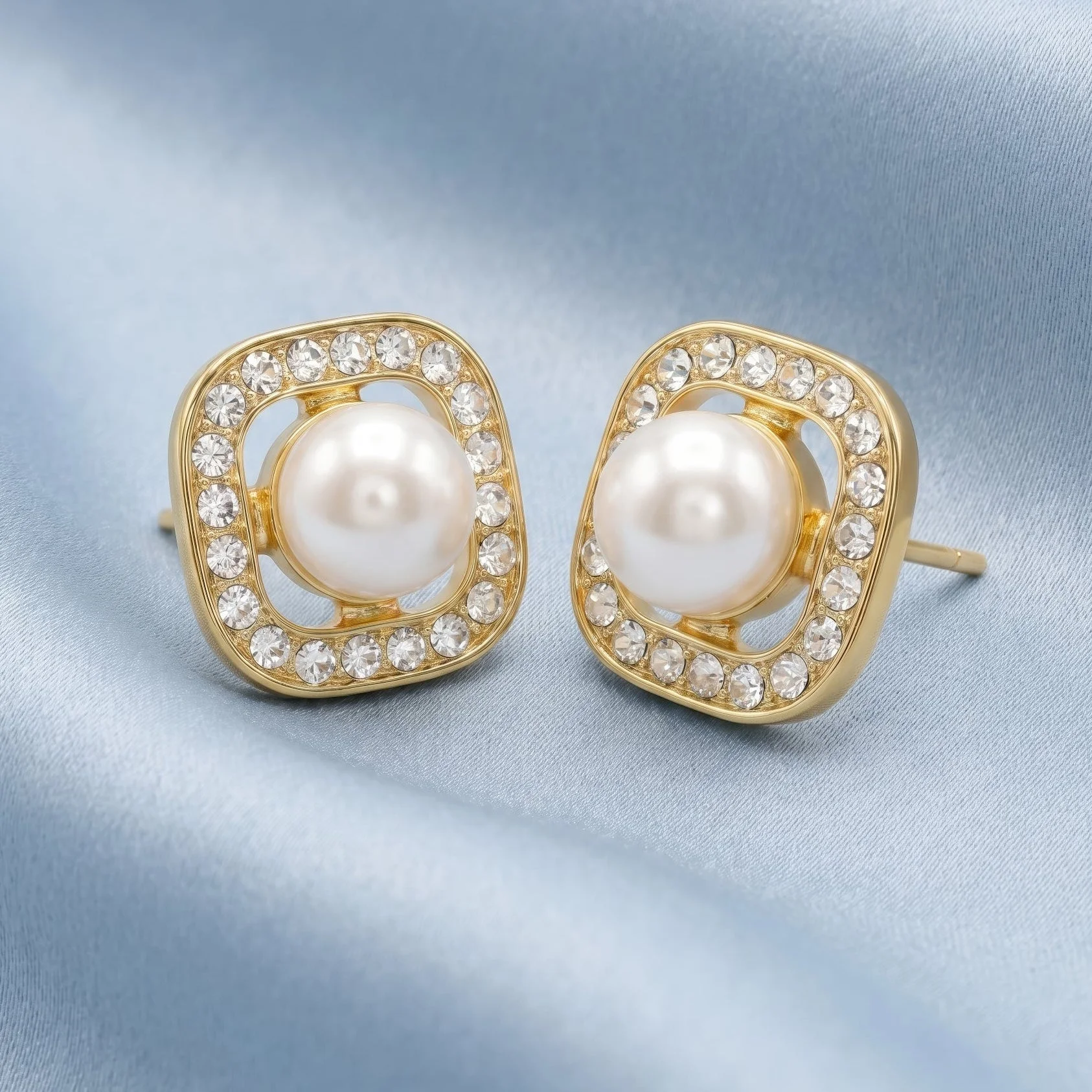Anti-Tarnish Gold Plated Pearl Stud Earrings