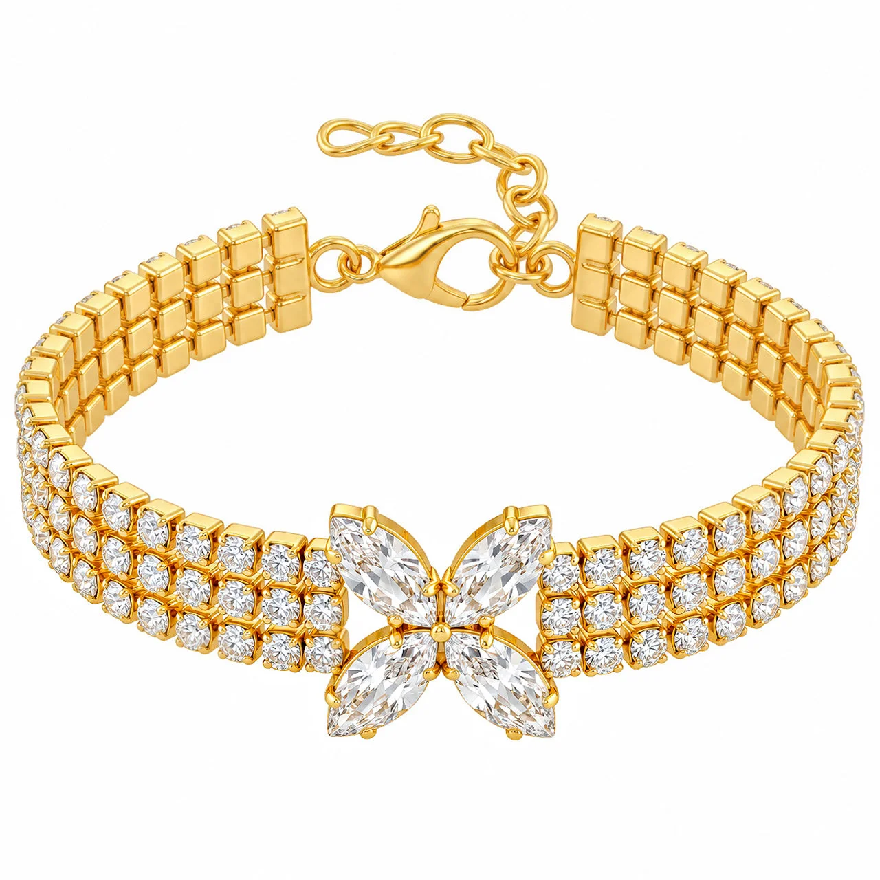 Anti-Tarnish Marquise Crystal Butterfly Adjustable Bracelet
