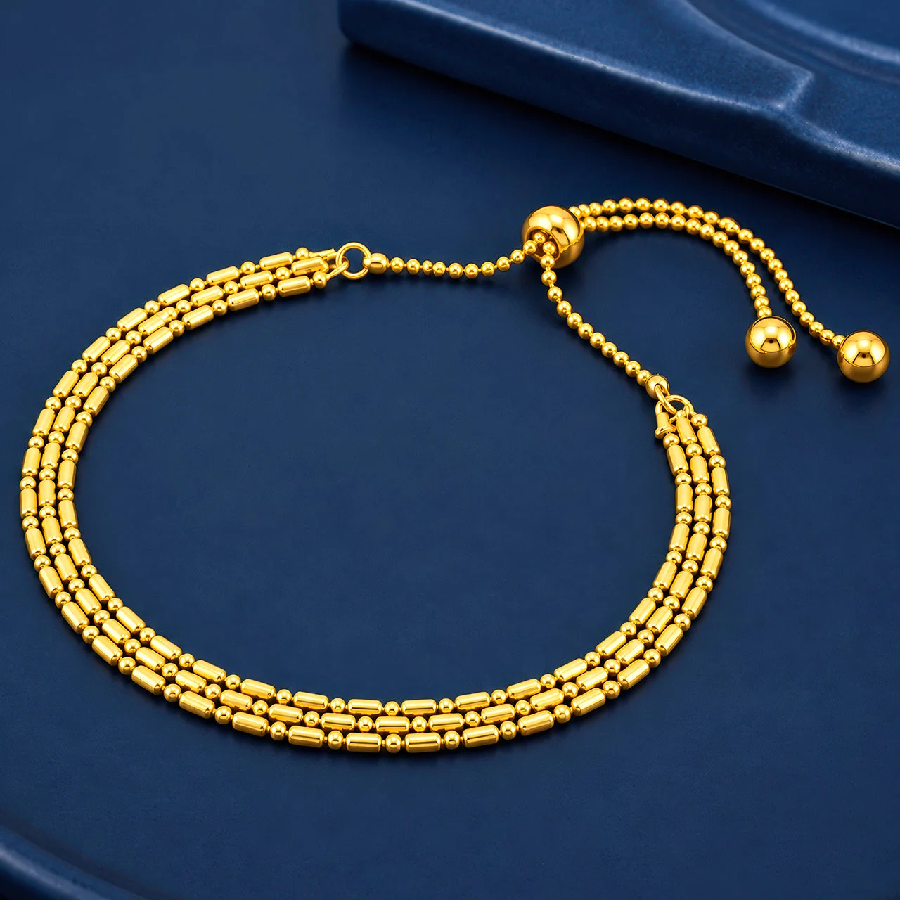 Anti-Tarnish Multi-Strand Capsule Chain Adjustable Bracelet