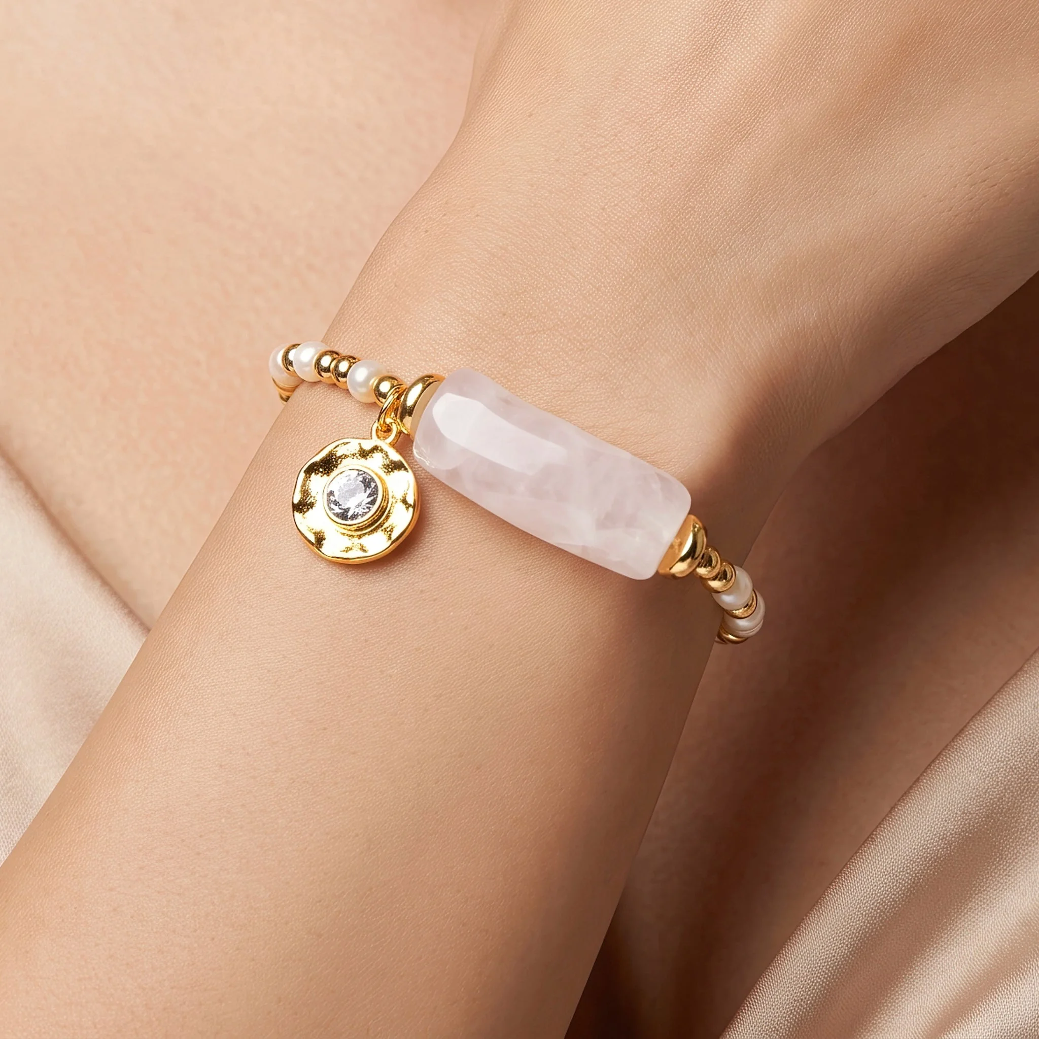 Anti-Tarnish Pink Resin Charm Adjustable Bracelet