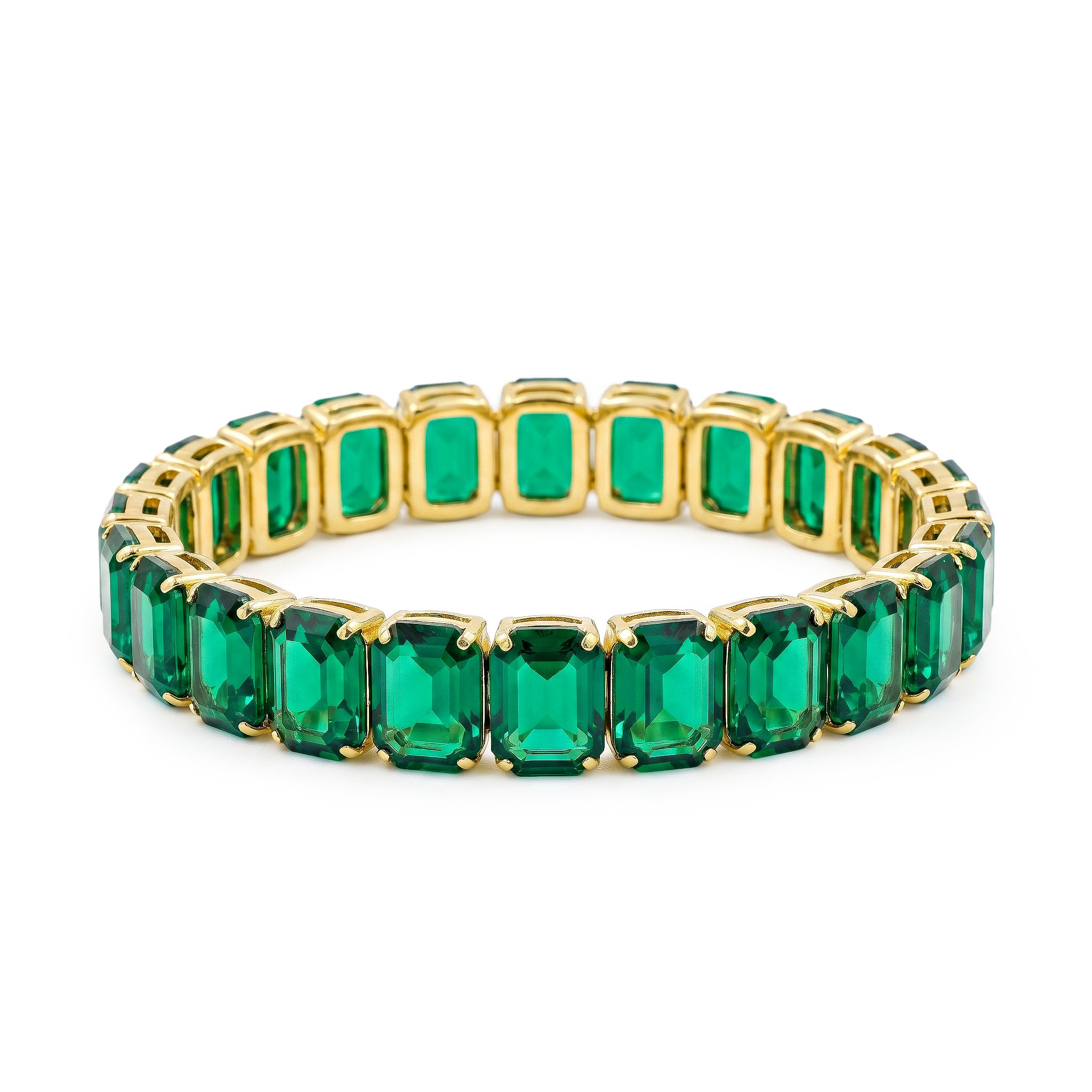 Bracelet Anti-Tarnish Emerald Green Stretchable Bangle (Adjustable Size) - View 1
