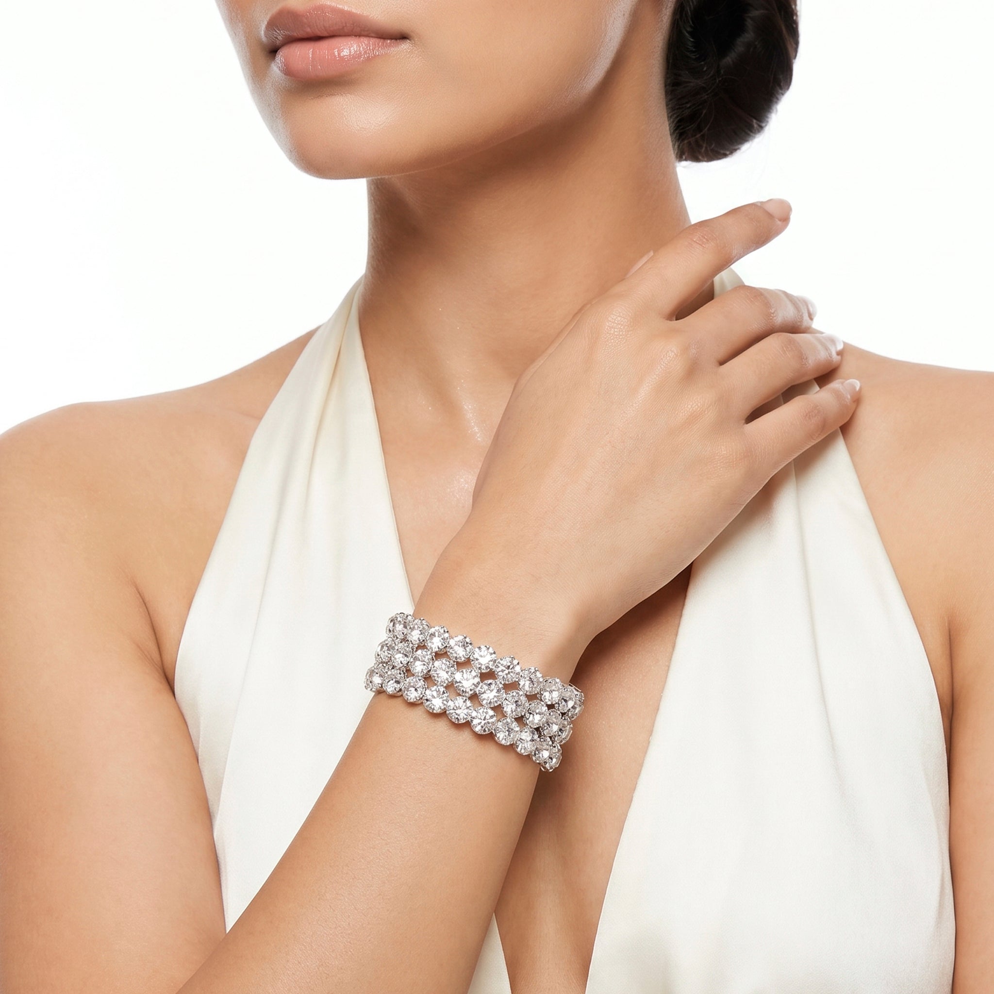 Bracelet Anti-Tarnish Spiral American Diamonds (Adjustable Size) - View 1