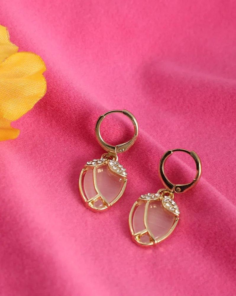 Earrings Anti-Tarnish Charming Gold Rhinestone Ladybug Designed Drop