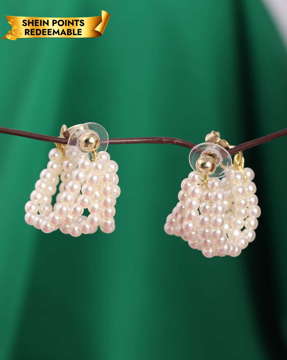 Earrings Anti-Tarnish Clustered Pearl Hoop - View 1