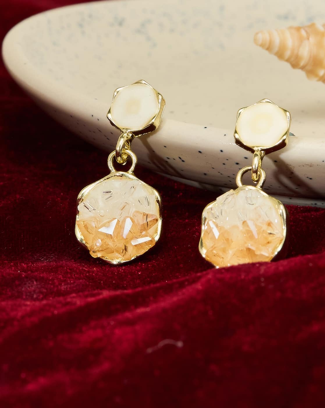 Earrings Anti-Tarnish Crystal Geometric Shaped Drop - View 1