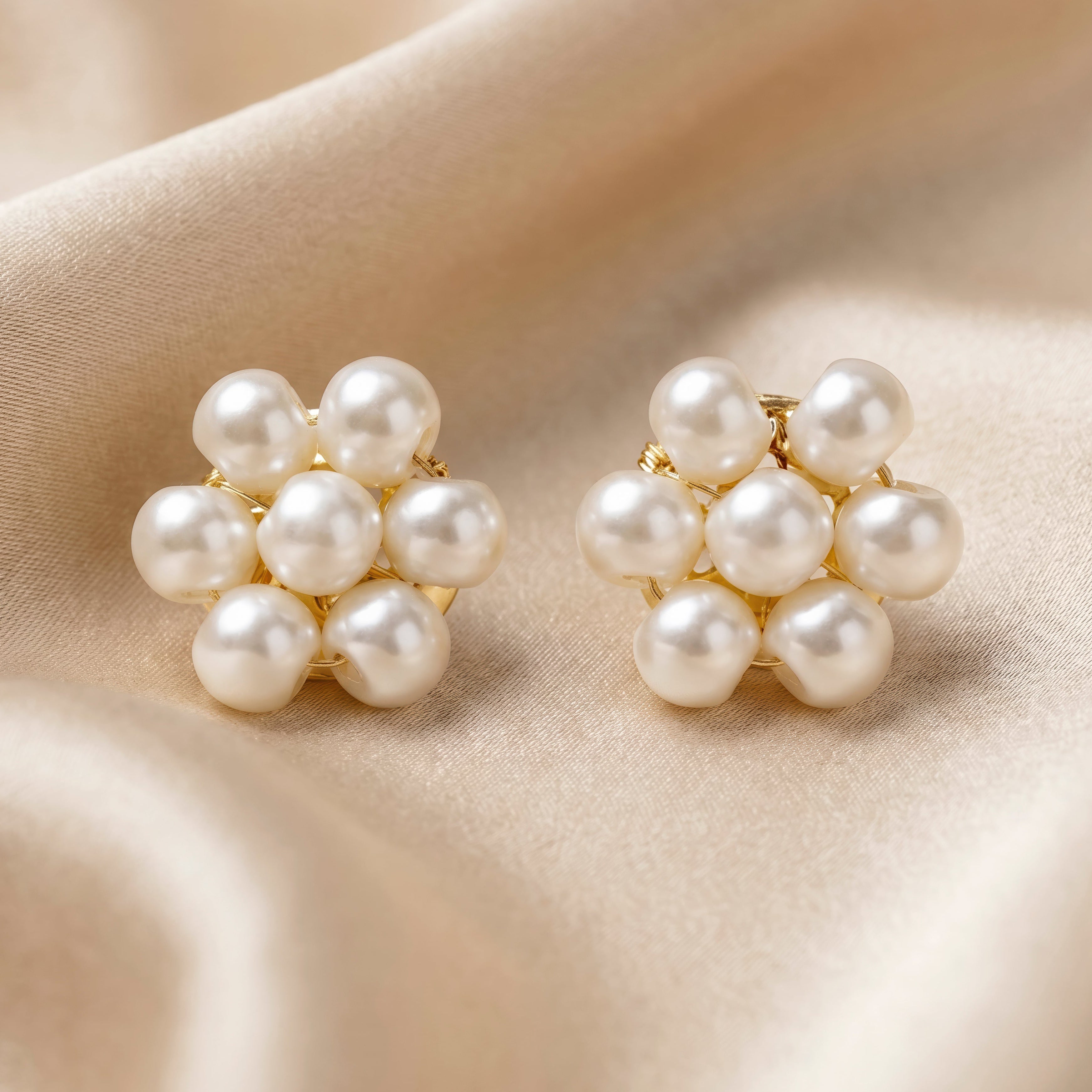 Earrings Anti-Tarnish Floral Pearl Studs - View 1