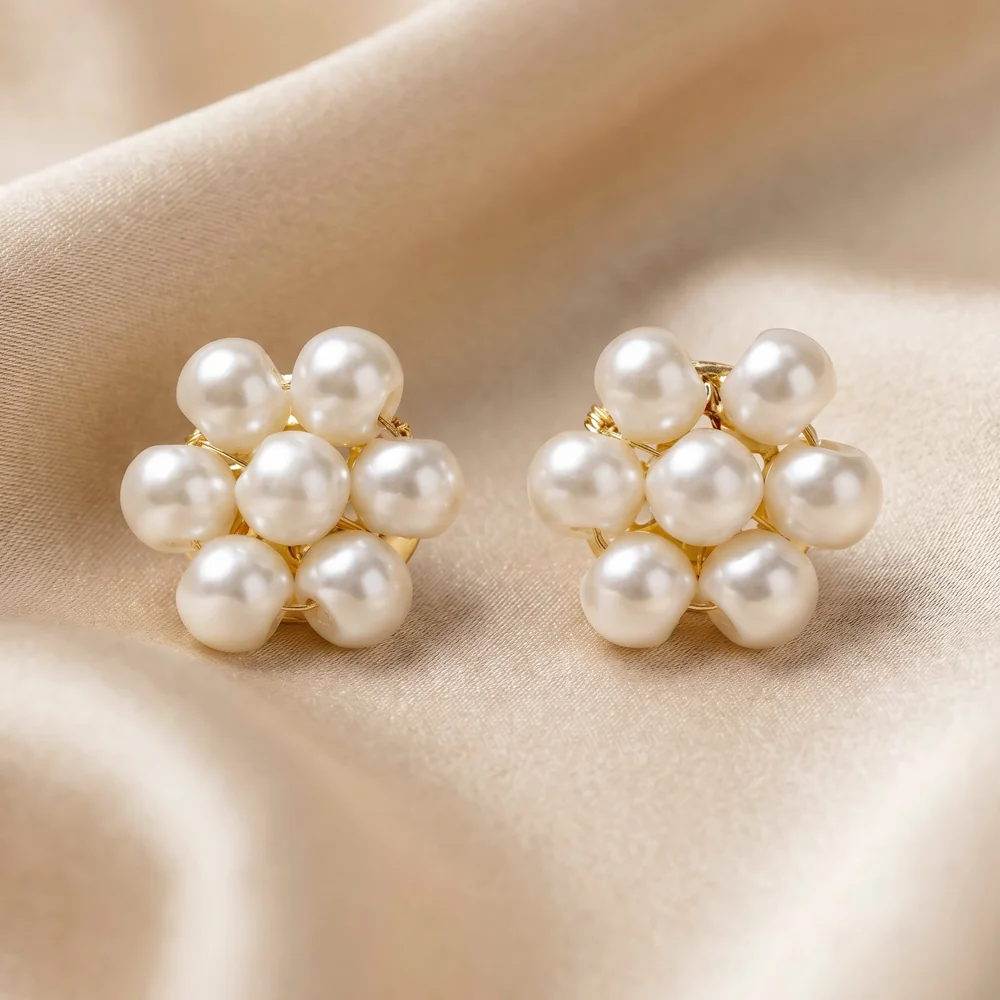 Earrings Anti-Tarnish Floral Pearl Studs