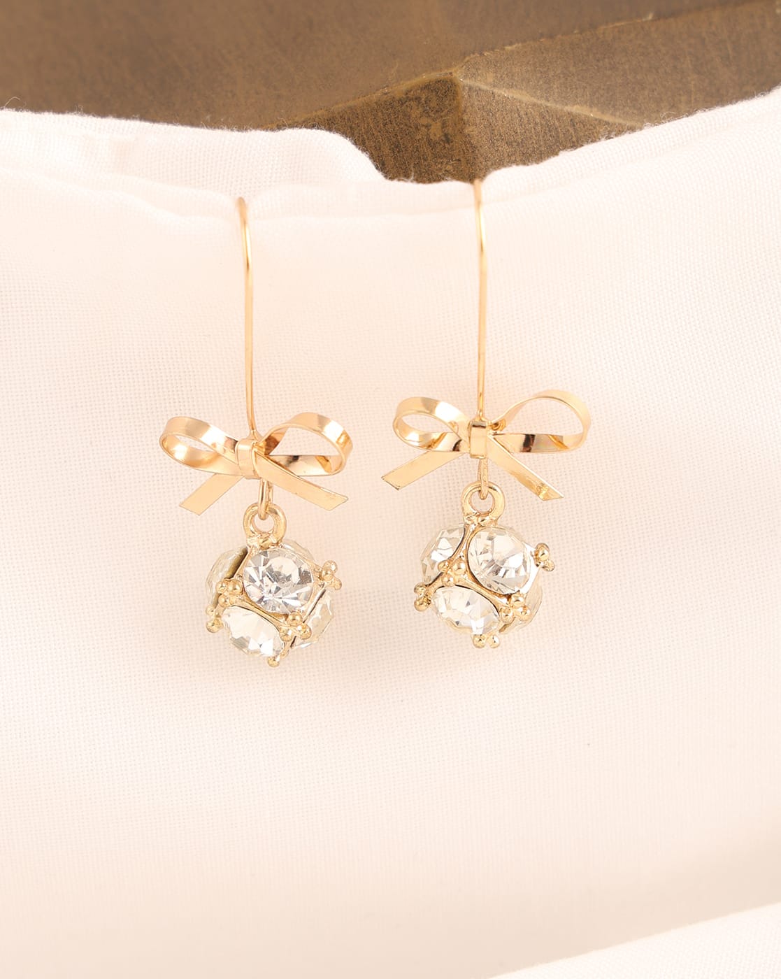Earrings Anti-Tarnish Gold Bow Knot Design Earwire Drop - View 1