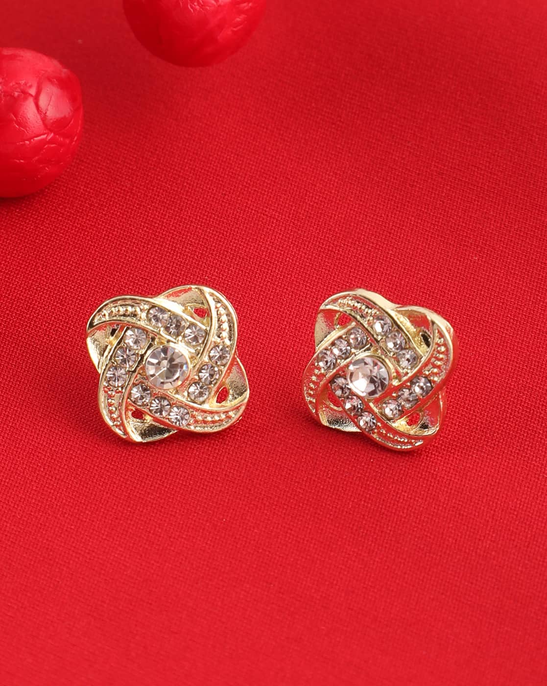 Earrings Anti-Tarnish Gold Intertwined Knot Design Stud - View 1