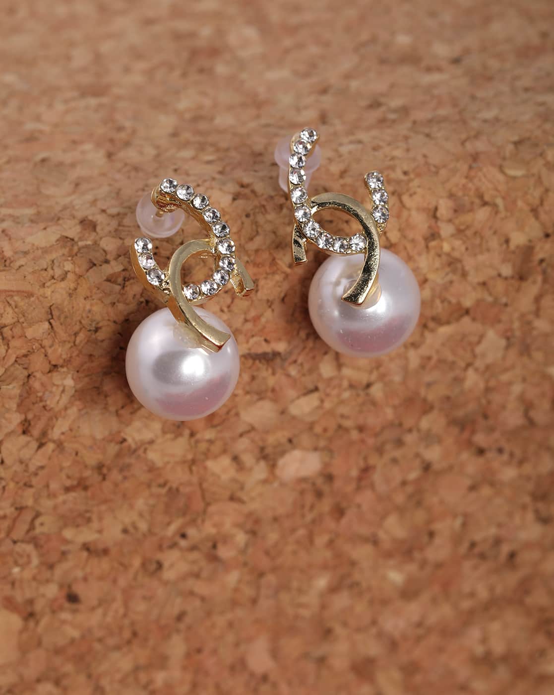 Earrings Anti-Tarnish Gold Pearl Detail Stud - View 1