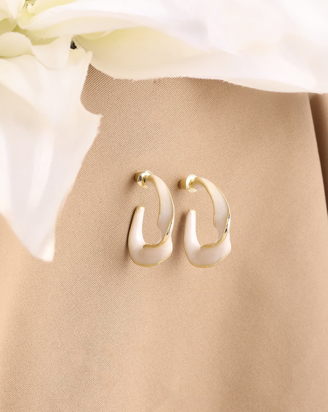 Earrings Anti-Tarnish Gold Twisted Design Hoop - View 1