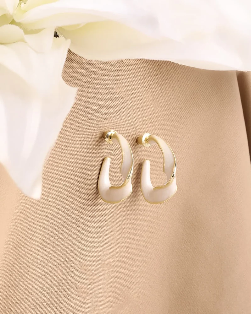 Earrings Anti-Tarnish Gold Twisted Design Hoop - View 1