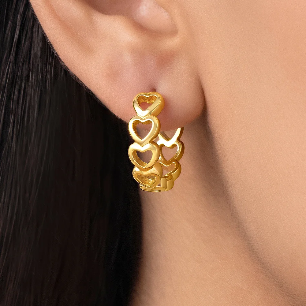 Earrings Anti-Tarnish Interlocking Heart Hoops