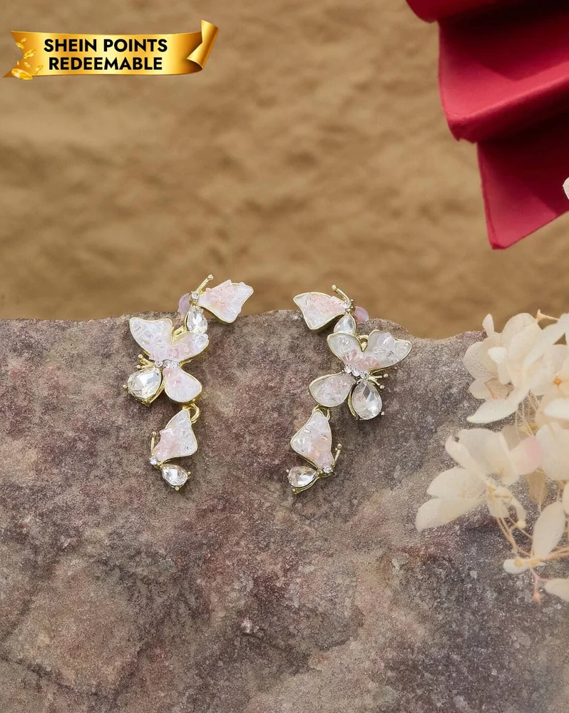 Earrings Anti-Tarnish Layered Butterfly Design Drop - View 1