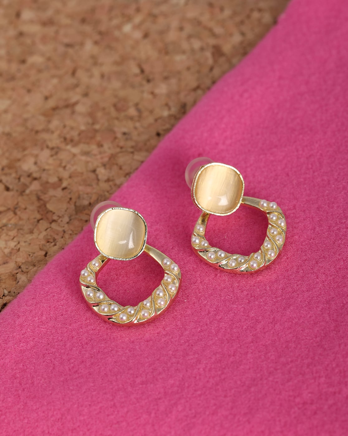 Earrings Anti-Tarnish Pearl Beaded Geometric Drop - View 1