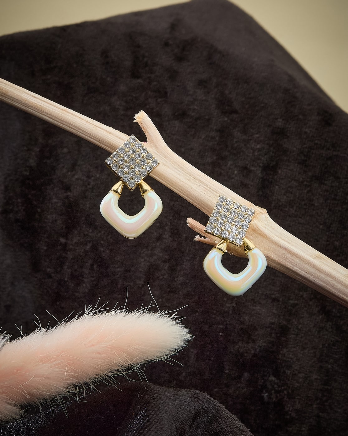 Earrings Anti-Tarnish Rhinestone Geometric Shaped Drop - View 1
