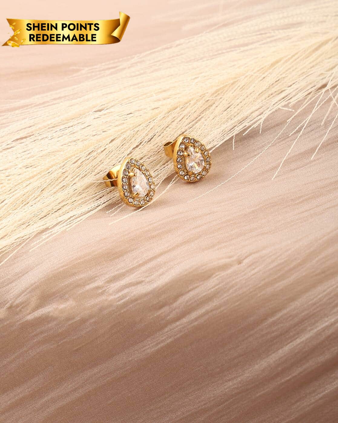 Earrings Anti-Tarnish Starlight Crystal Detail Teardrop Design Stud - View 1