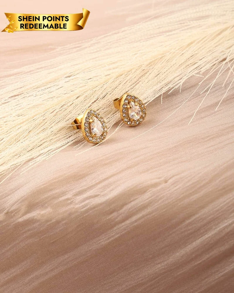 Earrings Anti-Tarnish Starlight Crystal Detail Teardrop Design Stud - View 1