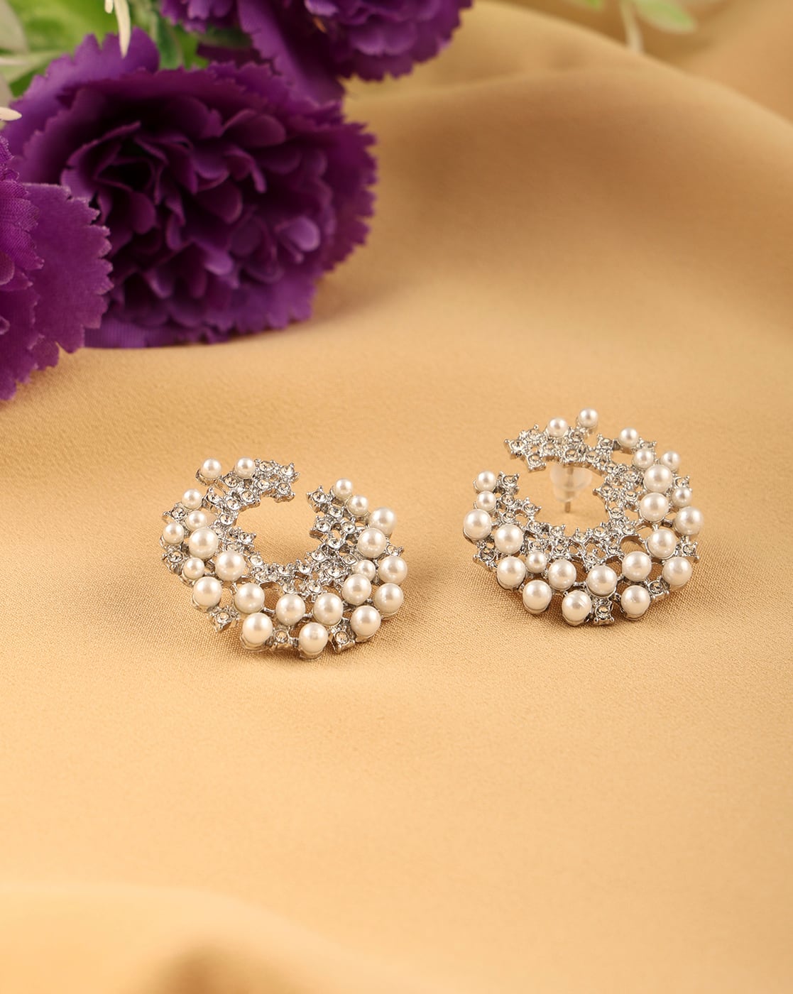 Earrings Anti-Tarnish Starlight Pearl Embellished Circular Stud - View 1