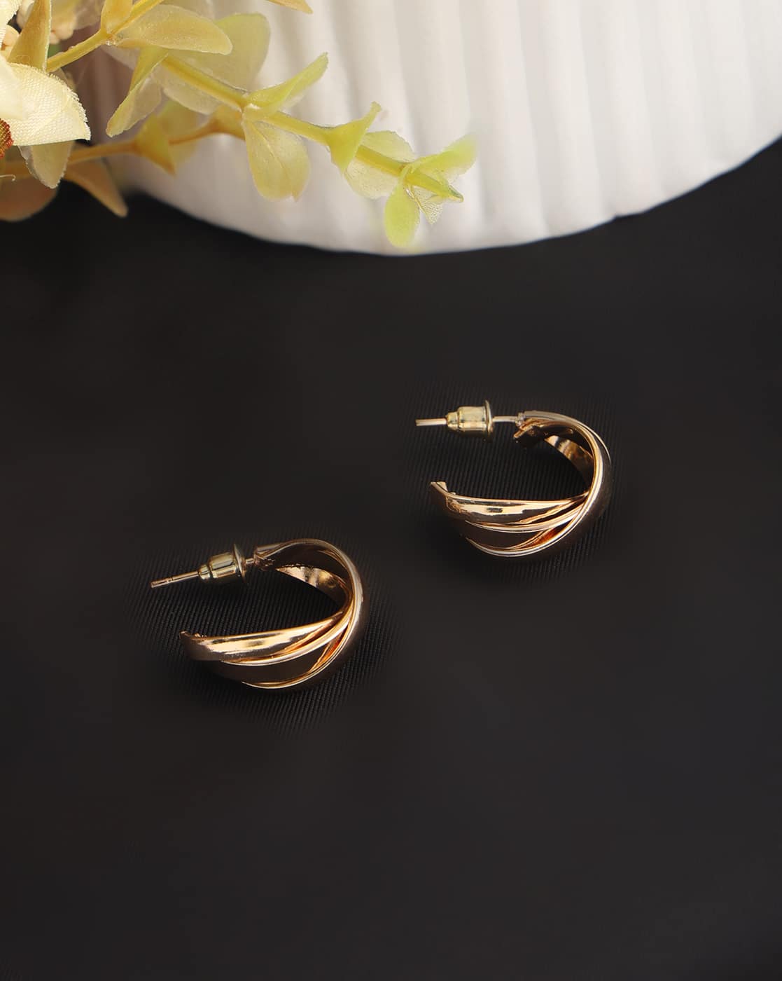 Earrings Anti-Tarnish Twisted Layered Design Hoop - View 1