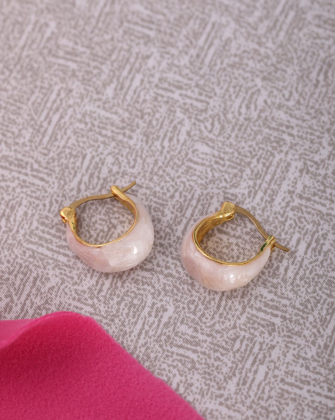 Earrings Anti-Tarnish White Enamel Chunky Design Hoop - View 1