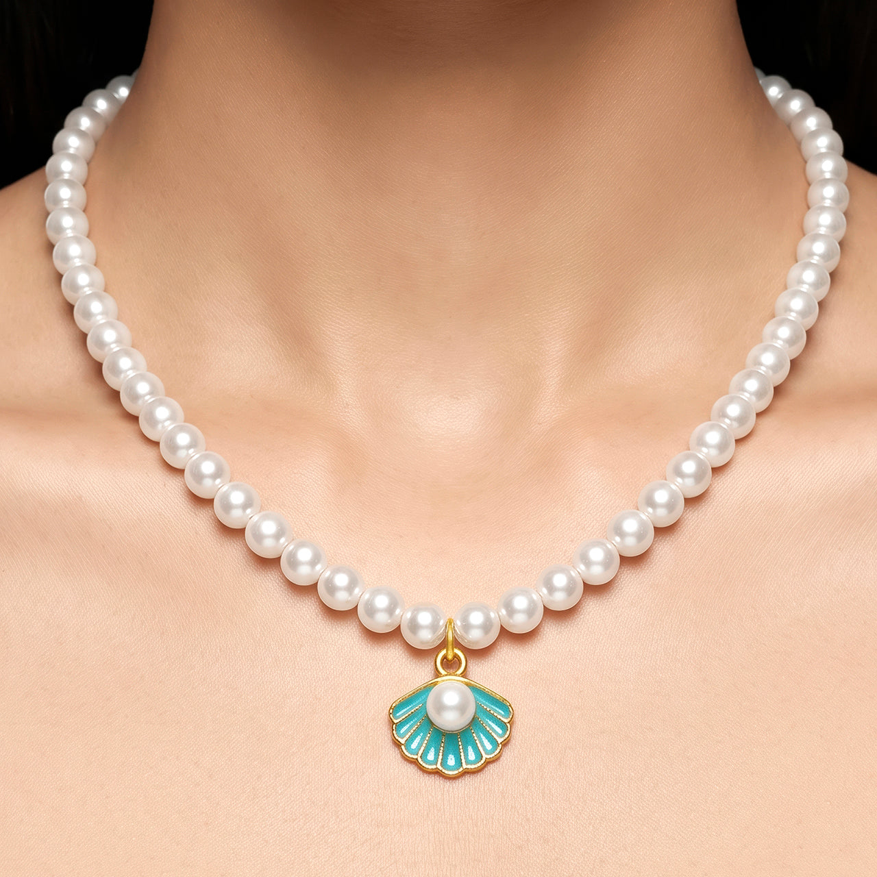 Necklace Anti-Tarnish Blue Seashell Pearl - View 1
