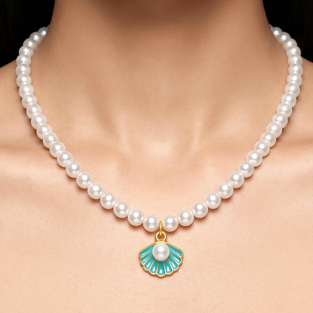 Necklace Anti-Tarnish Blue Seashell Pearl
