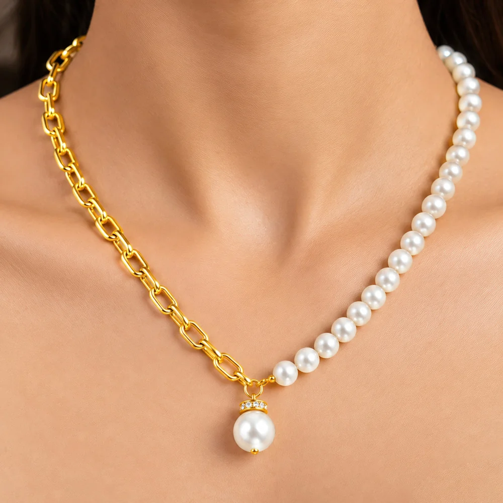 Necklace Anti-Tarnish Chain Pearl Pendant