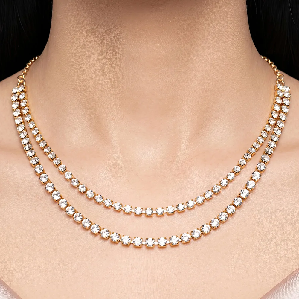 Necklace Anti-Tarnish Gold Plated American Diamonds Set