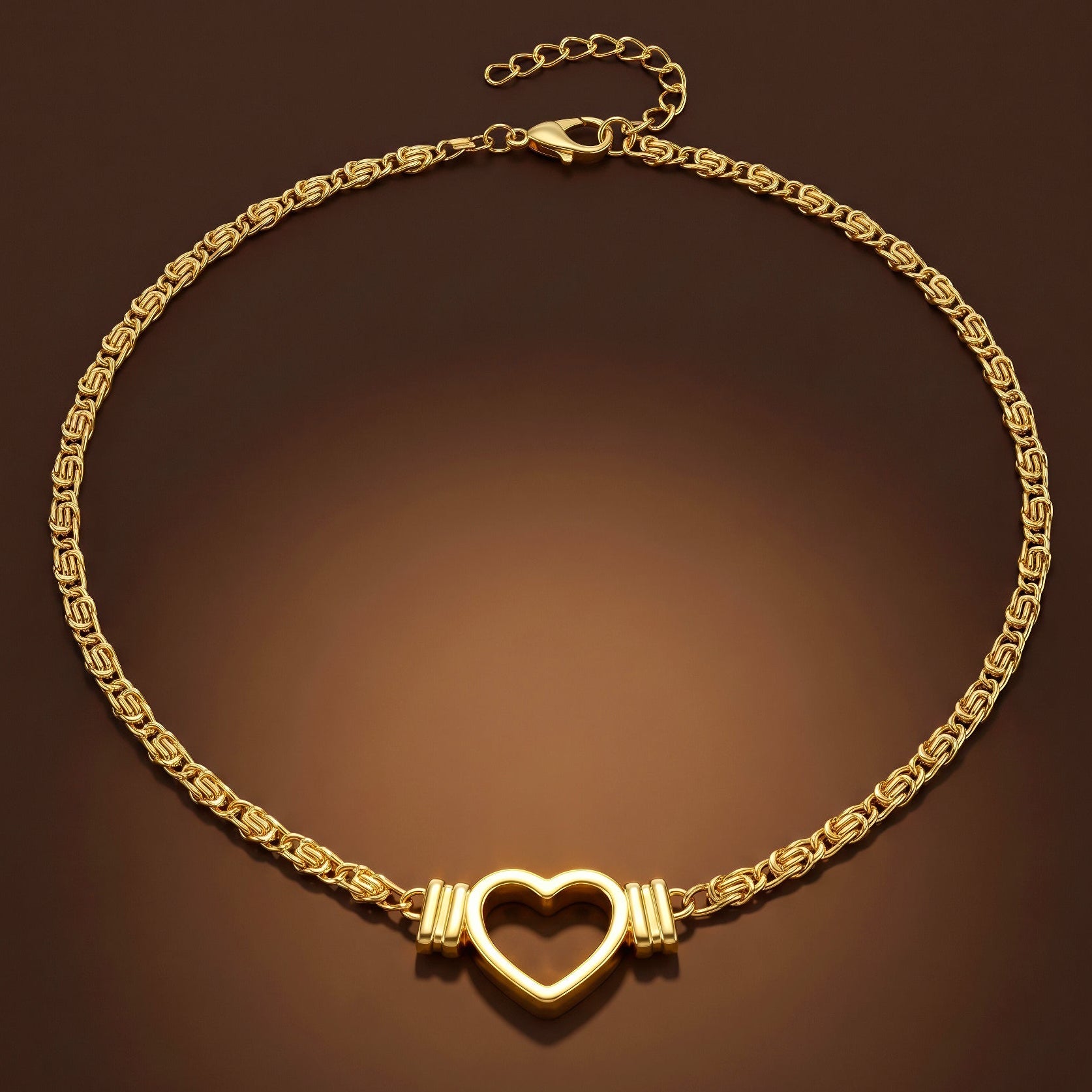 Necklace Anti-Tarnish Gold Plated Open Heart - View 1