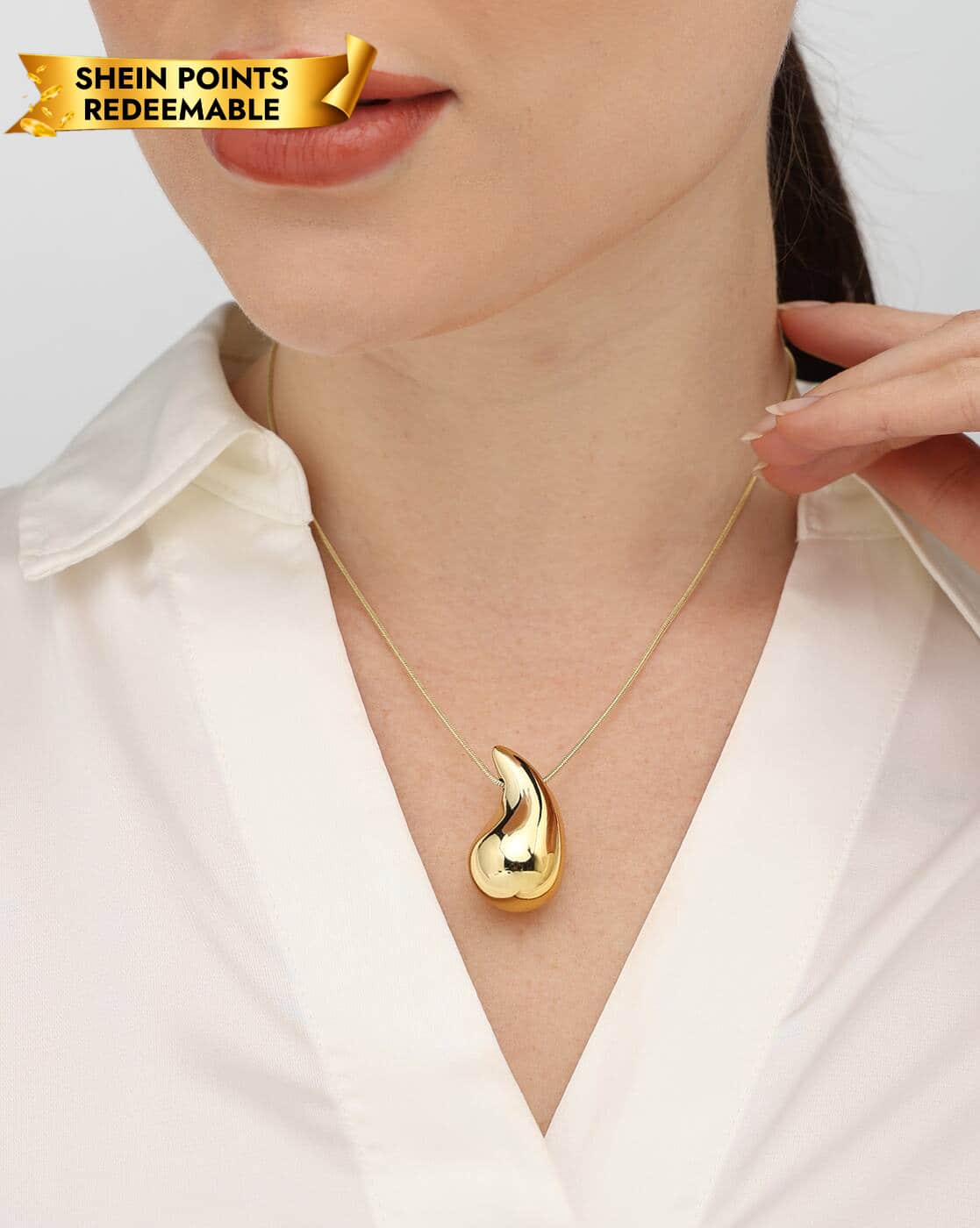 Necklace Anti-Tarnish Gold Raindrop Design Pendant - View 1