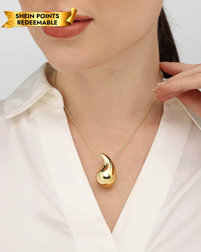 Necklace Anti-Tarnish Gold Raindrop Design Pendant - View 1