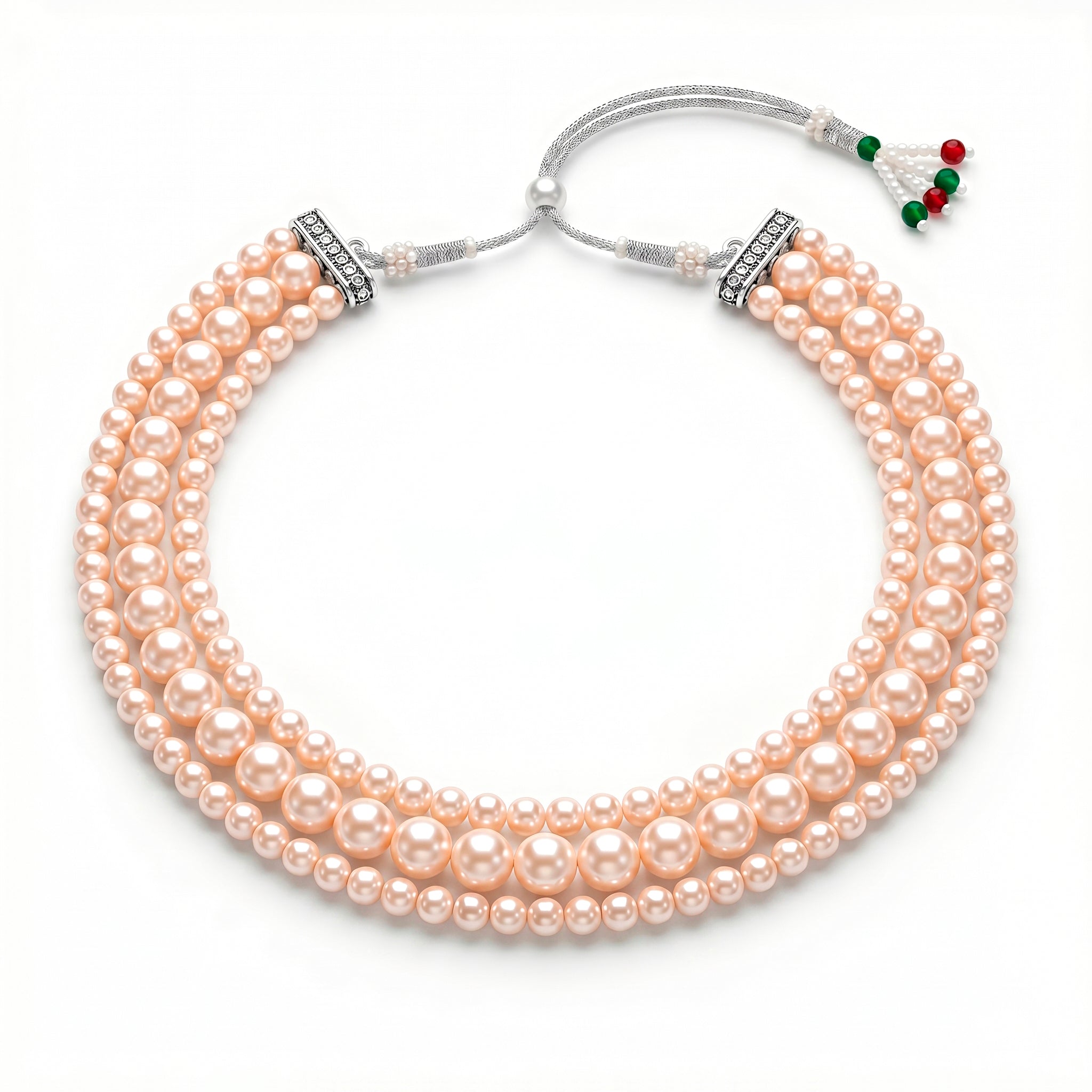 Necklace Triple Layer Golden Brown Pearl Choker - View 1