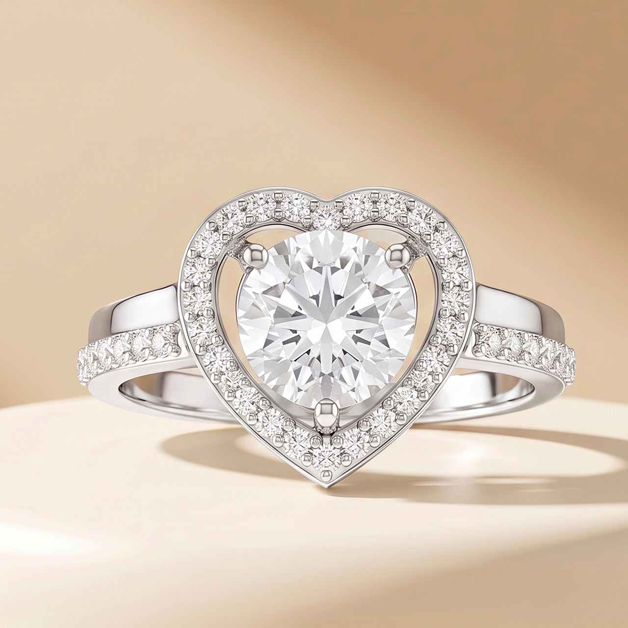 Ring Anti-Tarnish Heart Crystal (Adjustable Size) - View 1