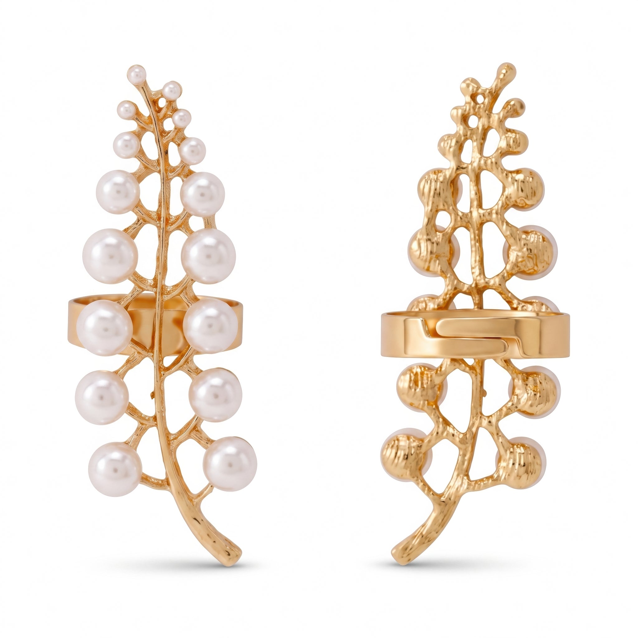 Ring Anti-Tarnish Pearl Branch Design (Adjustable Size) - View 1