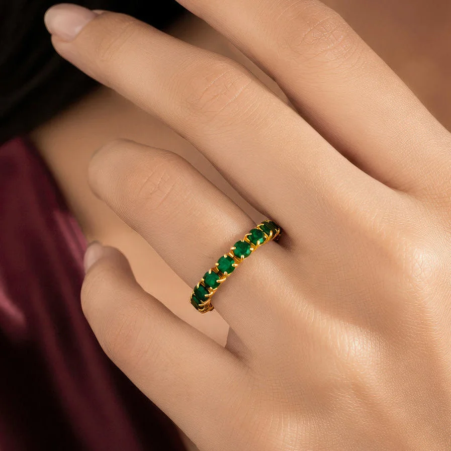 Ring Anti-Tarnish Stretchable Emerald Green Crystals (Adjustable Size) - View 1